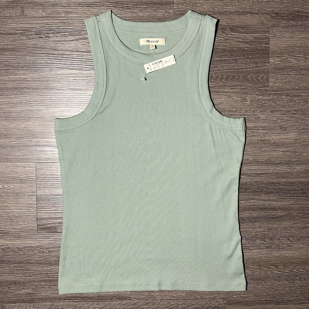 Madewell Supima Rib Cutaway Tank Women's Medium Beige Racerback Fitted MD070 NWT